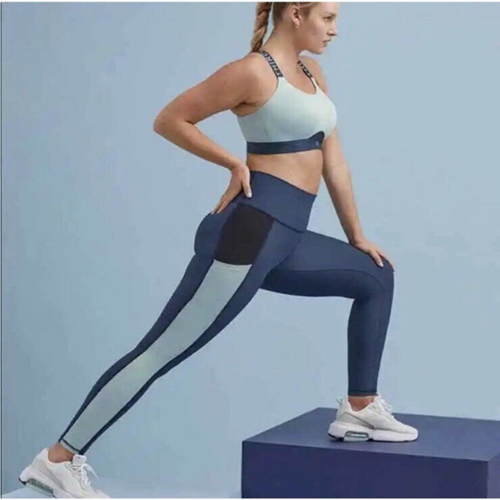ThirdLove Kinetic Performance Colorblock Blue High Rise Athletic Legging Sz M